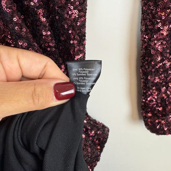 Dress the Population Sequins Mini Bodycon Open Back Dress Maroon Red - XS - Picture 7 of 9
